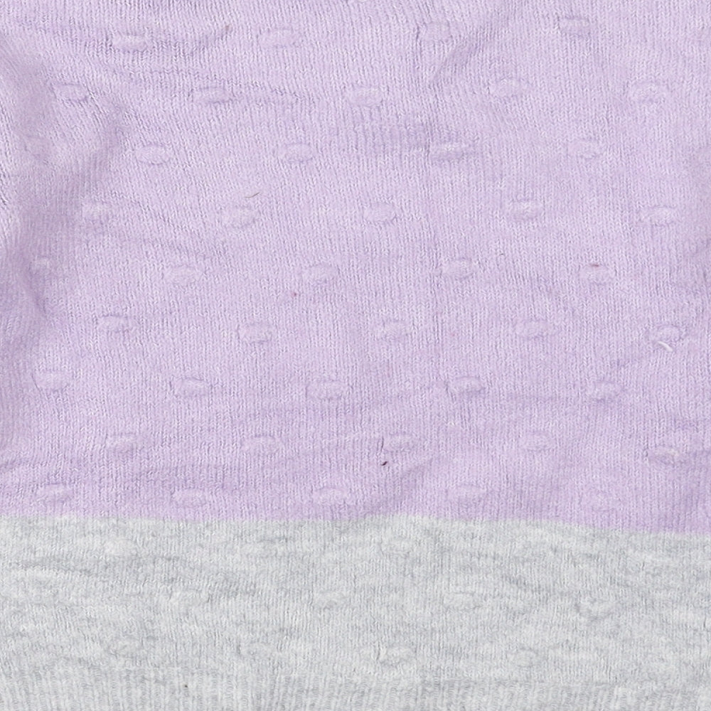 Marks and Spencer Girls Purple Crew Neck  Acrylic Pullover Jumper Size 9-10 Years  Pullover