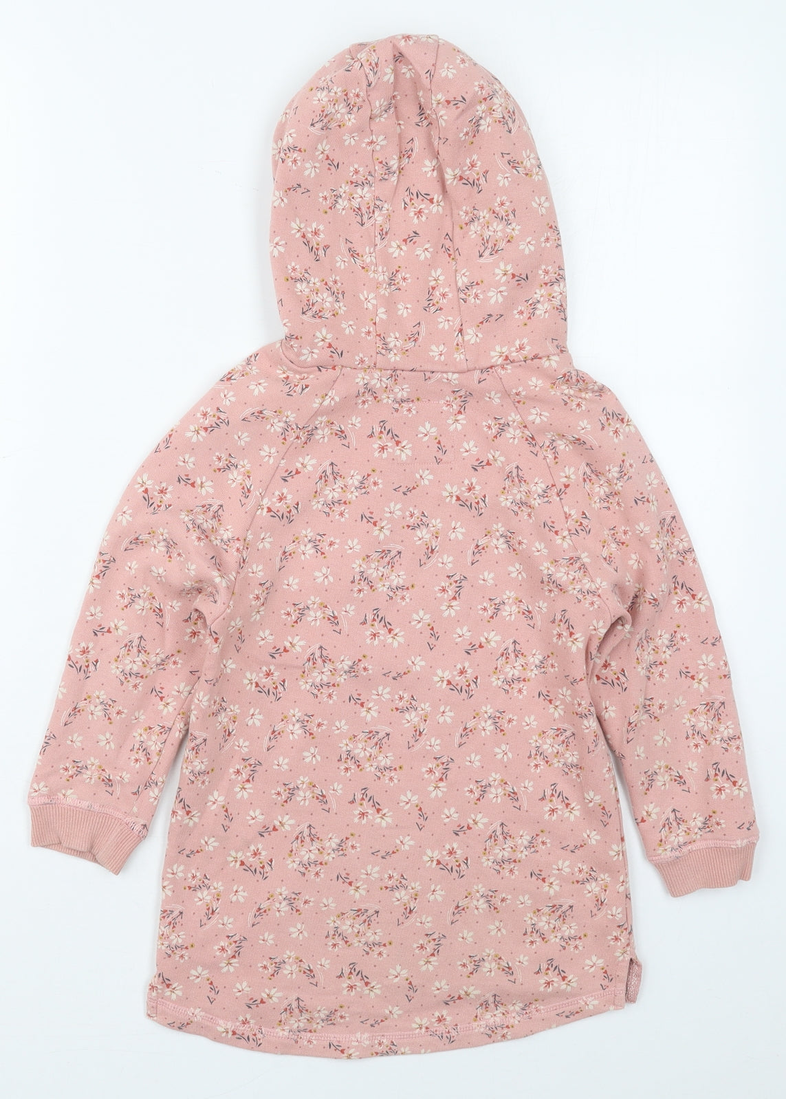 NEXT Girls Pink Floral Cotton Pullover Hoodie Size 4-5 Years  Pullover
