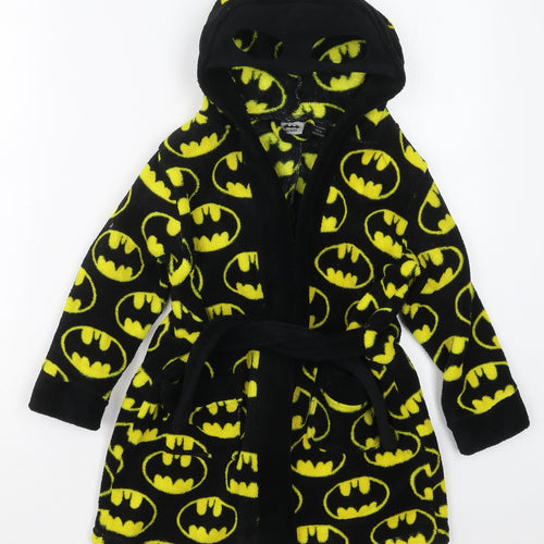 Primark Boys Black Solid Polyester  Robe Size 4-5 Years  Tie - Batman