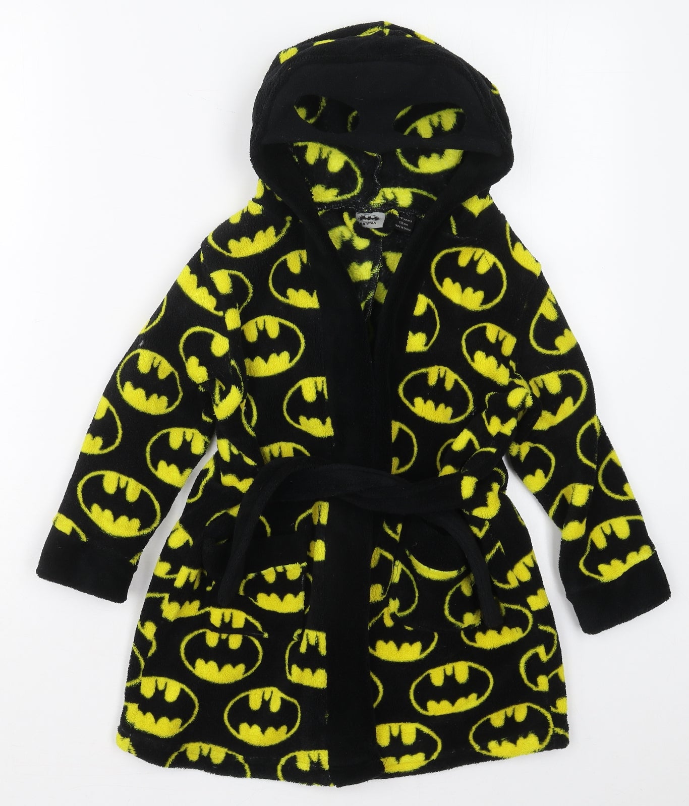 Primark Boys Black Solid Polyester  Robe Size 4-5 Years  Tie - Batman