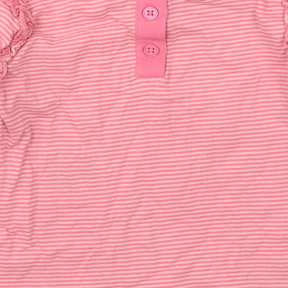 Dunnes Girls Pink Striped Cotton Basic T-Shirt Size 3-4 Years Crew Neck Pullover - Animals