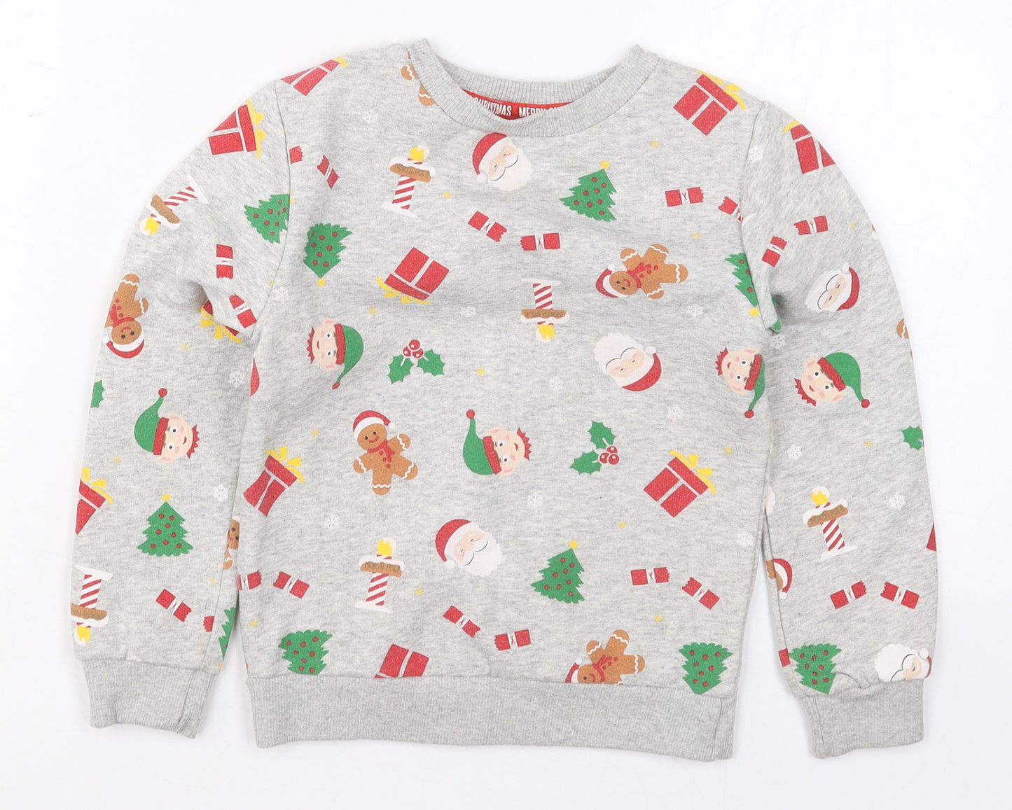 Star Clothing Boys Grey  Polyester Pullover Sweatshirt Size 5-6 Years  Pullover - Christmas Prints