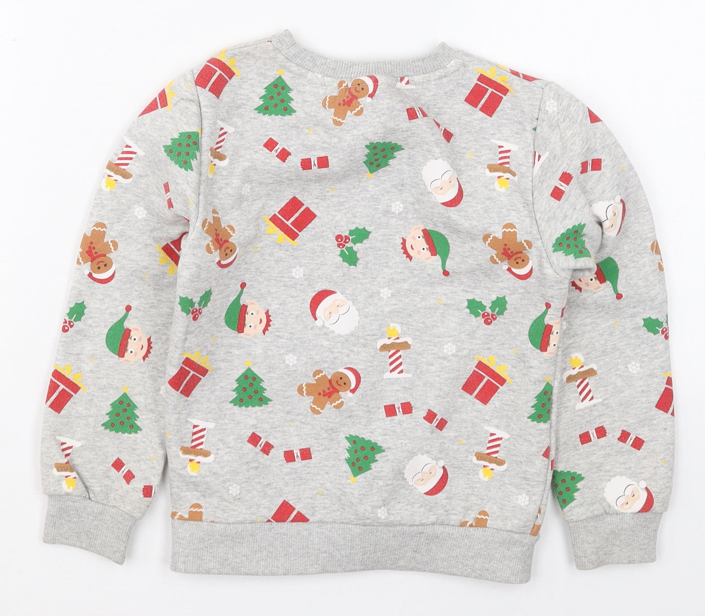Star Clothing Boys Grey  Polyester Pullover Sweatshirt Size 5-6 Years  Pullover - Christmas Prints