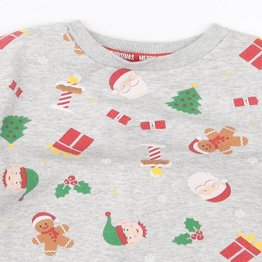 Star Clothing Boys Grey  Polyester Pullover Sweatshirt Size 5-6 Years  Pullover - Christmas Prints