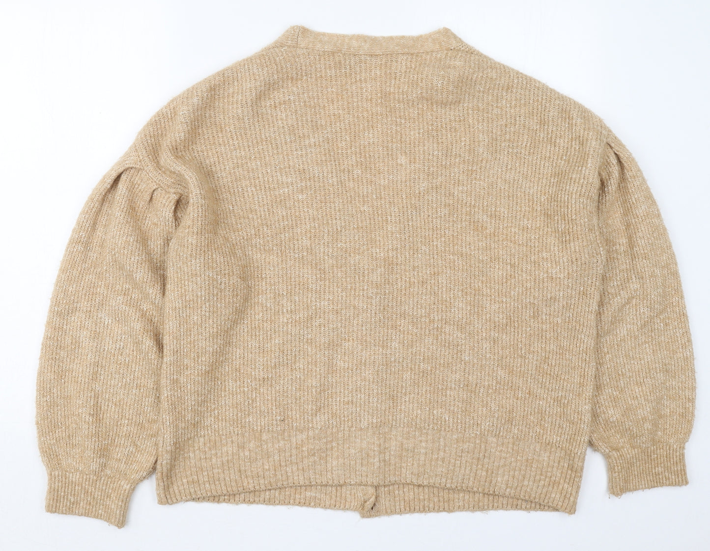 George Womens Beige V-Neck  Acrylic Cardigan Jumper Size L