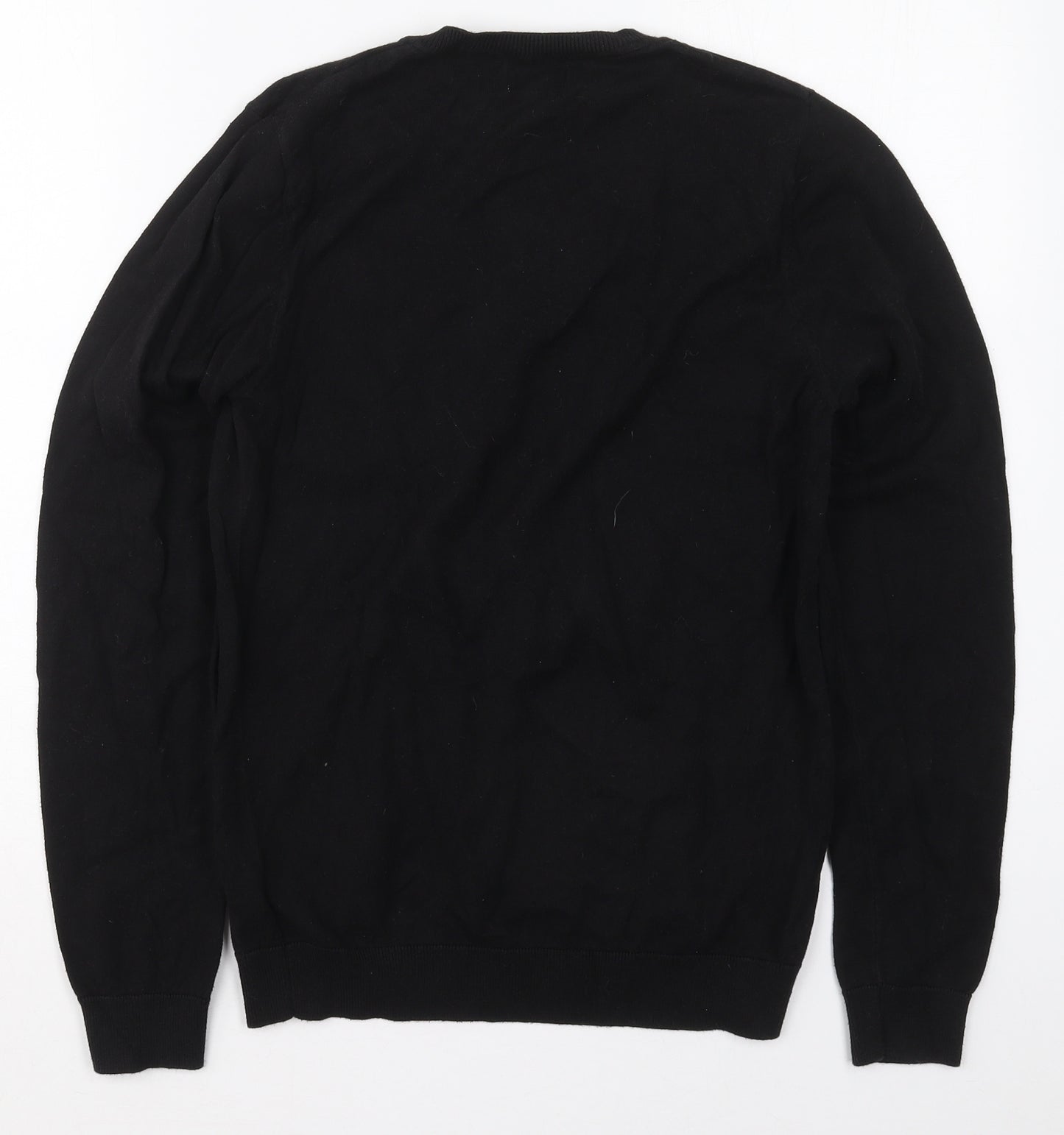 NEXT Mens Black V-Neck  Cotton Pullover Jumper Size S