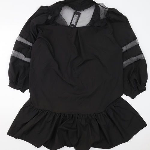 Boohoo Womens Black  Polyester Shirt Dress  Size 18  Collared Button