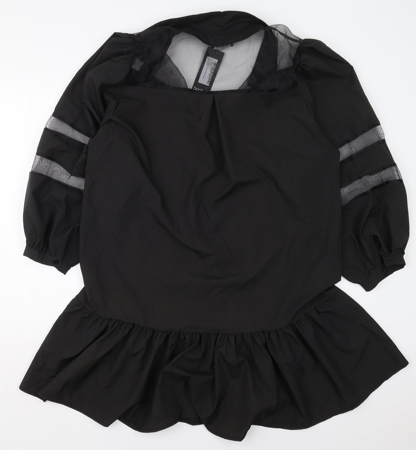 Boohoo Womens Black  Polyester Shirt Dress  Size 18  Collared Button