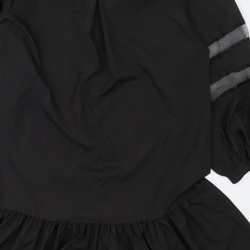 Boohoo Womens Black  Polyester Shirt Dress  Size 18  Collared Button