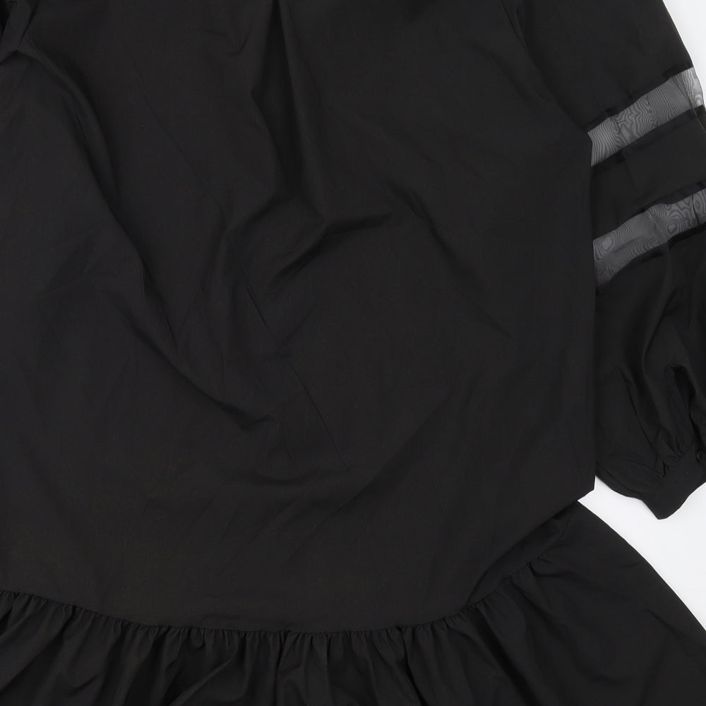 Boohoo Womens Black  Polyester Shirt Dress  Size 18  Collared Button