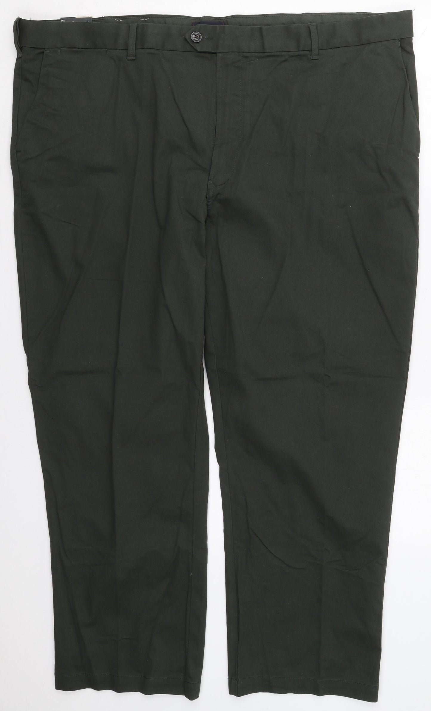 Marks and Spencer Mens Green  Cotton Trousers  Size 48 L29 in Regular Button