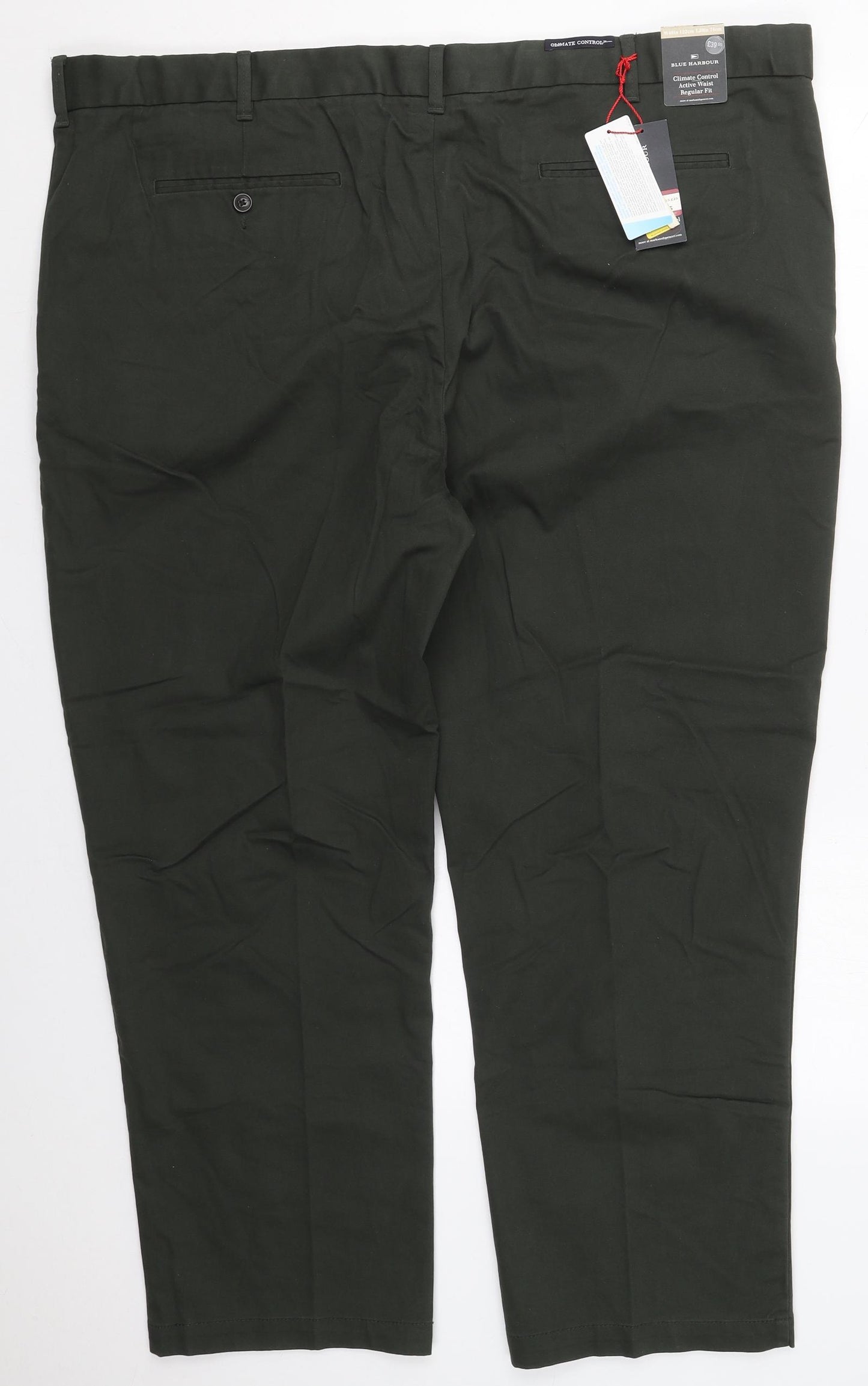 Marks and Spencer Mens Green  Cotton Trousers  Size 48 L29 in Regular Button