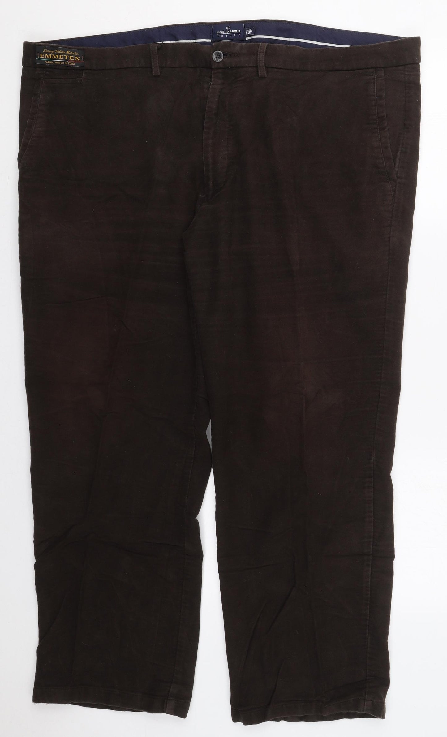 Blue Harbour Mens Brown  Cotton Trousers  Size 46 L29 in Regular Button