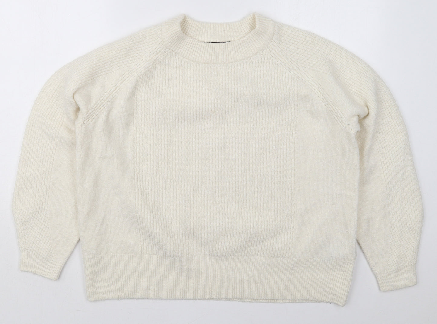 Marks and Spencer Womens Ivory Crew Neck  Acrylic Pullover Jumper Size L