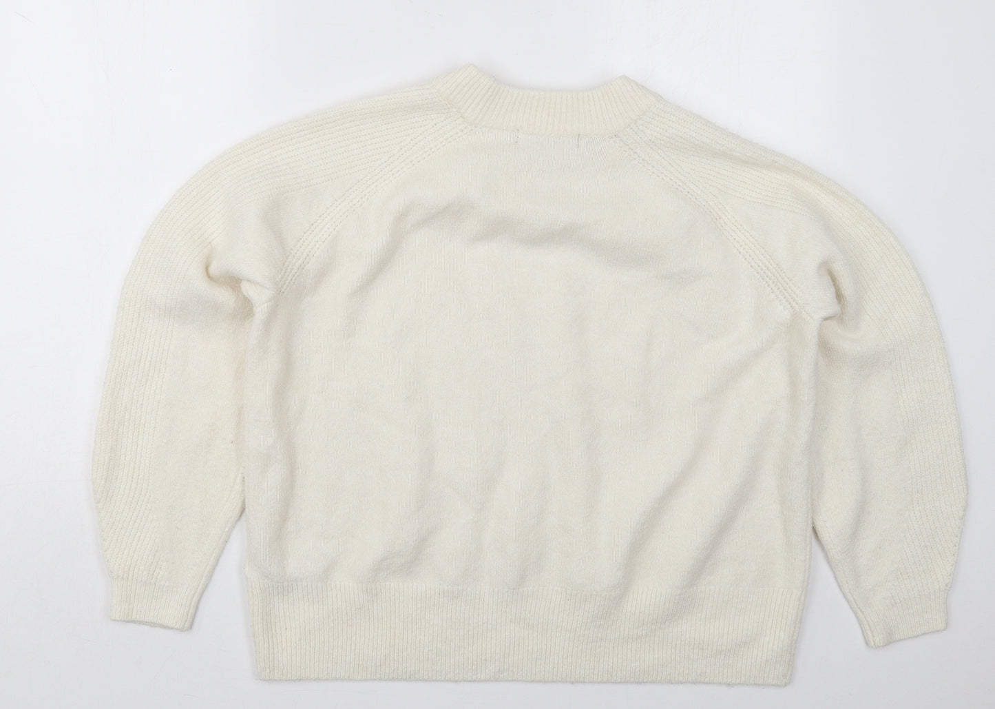 Marks and Spencer Womens Ivory Crew Neck  Acrylic Pullover Jumper Size L