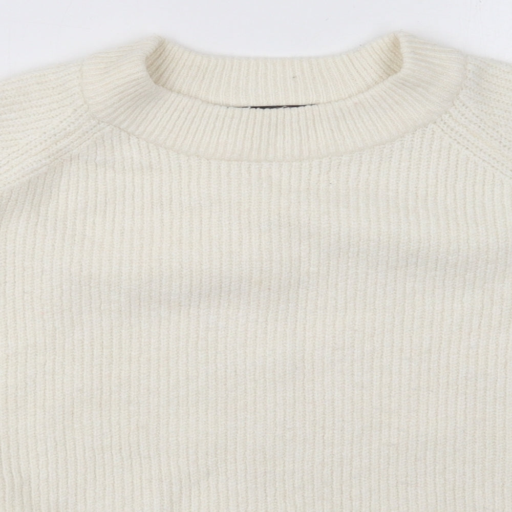 Marks and Spencer Womens Ivory Crew Neck  Acrylic Pullover Jumper Size L