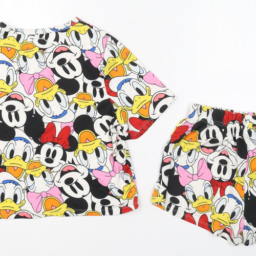 Primark Womens Multicoloured Solid Polyester Top Pyjama Set Size 6   - Mickey Mouse and Friends