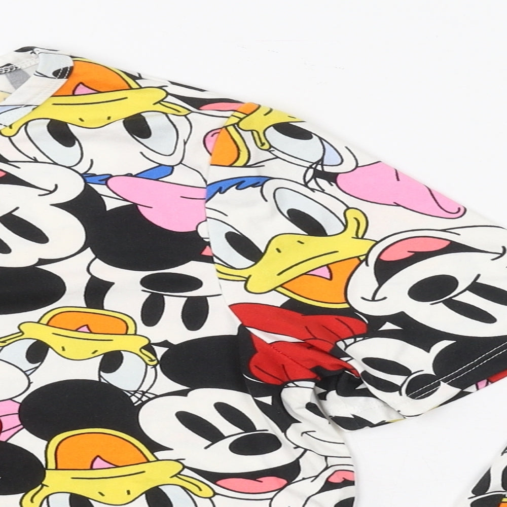 Primark Womens Multicoloured Solid Polyester Top Pyjama Set Size 6   - Mickey Mouse and Friends