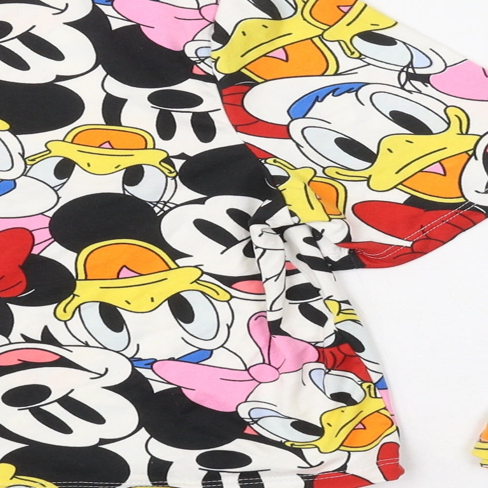Primark Womens Multicoloured Solid Polyester Top Pyjama Set Size 6   - Mickey Mouse and Friends