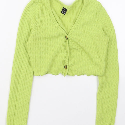SheIn Womens Green V-Neck  Polyester Cardigan Jumper Size M