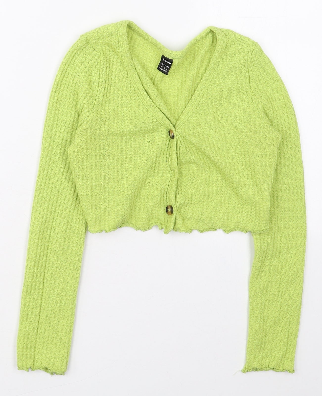 SheIn Womens Green V-Neck  Polyester Cardigan Jumper Size M