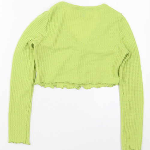 SheIn Womens Green V-Neck  Polyester Cardigan Jumper Size M