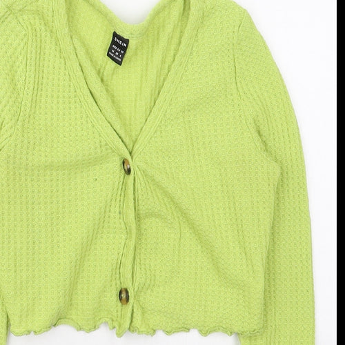 SheIn Womens Green V-Neck  Polyester Cardigan Jumper Size M