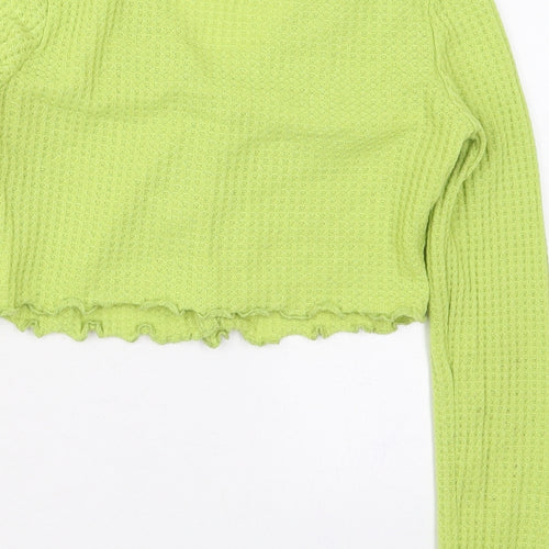 SheIn Womens Green V-Neck  Polyester Cardigan Jumper Size M