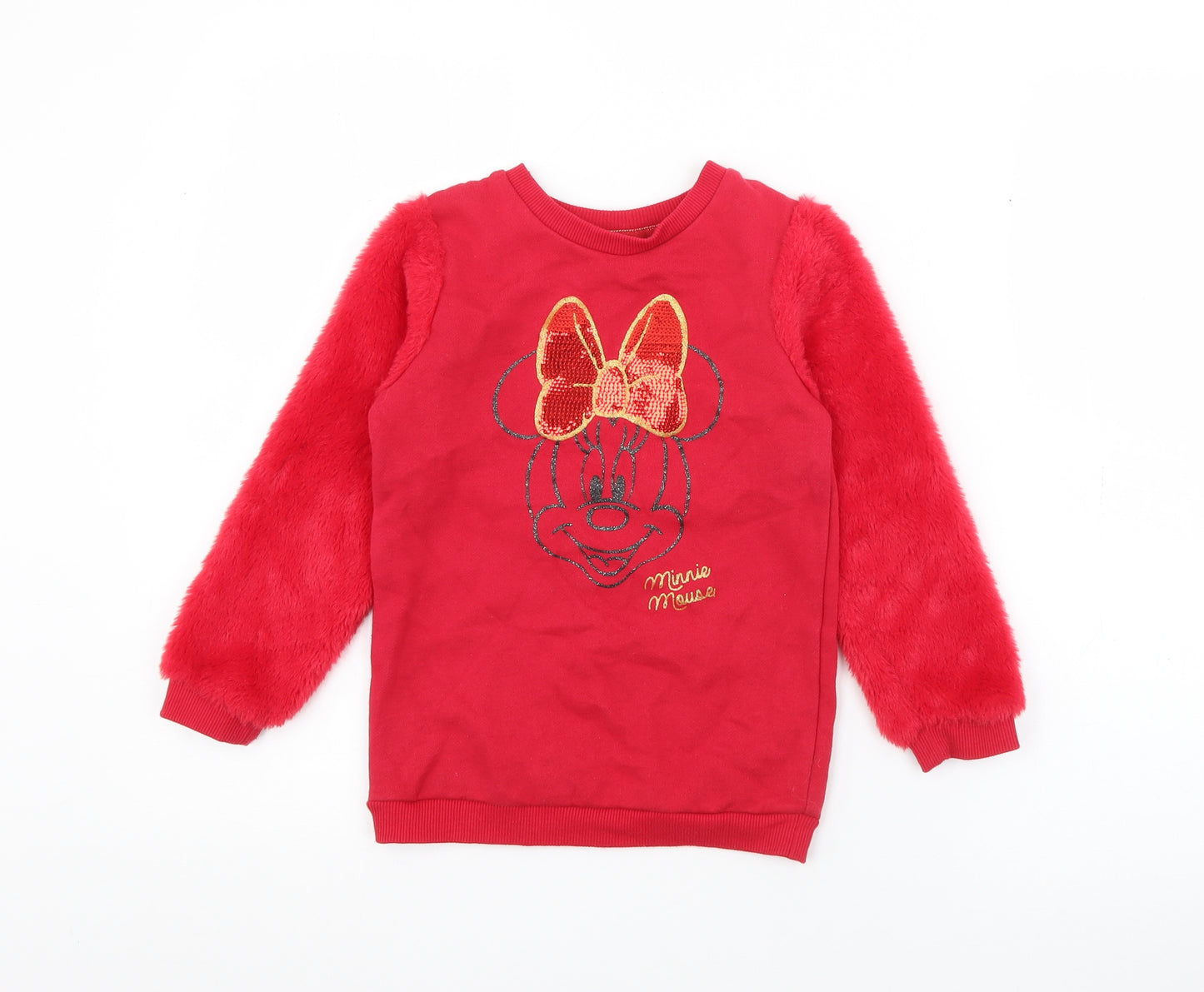 George Girls Red  Polyester Pullover Sweatshirt Size 5-6 Years   - Minnie Mouse