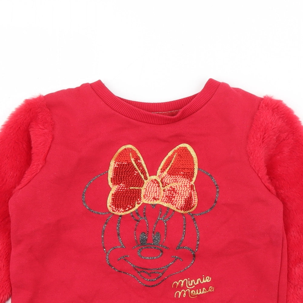 George Girls Red  Polyester Pullover Sweatshirt Size 5-6 Years   - Minnie Mouse