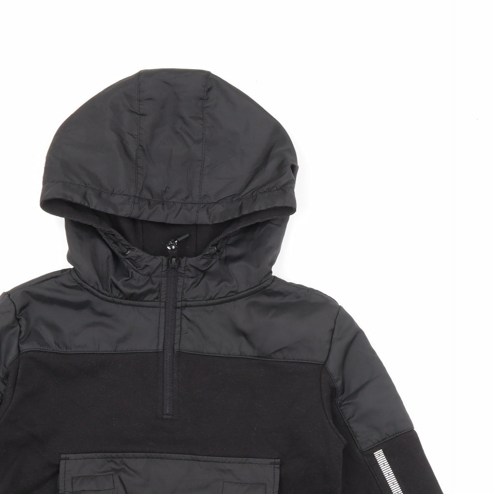 Primark Boys Black  Cotton Pullover Hoodie Size 7-8 Years  Zip
