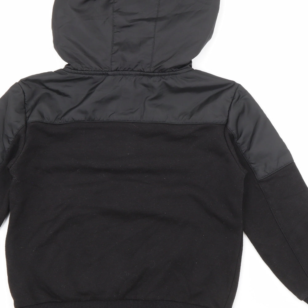 Primark Boys Black  Cotton Pullover Hoodie Size 7-8 Years  Zip