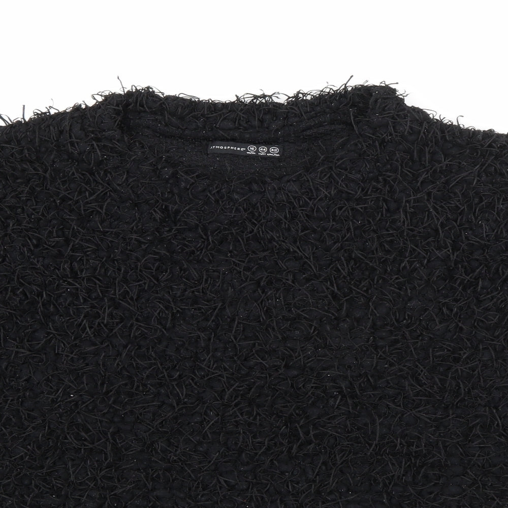 Atmosphere Womens Black Round Neck  Polyester Pullover Jumper Size 16