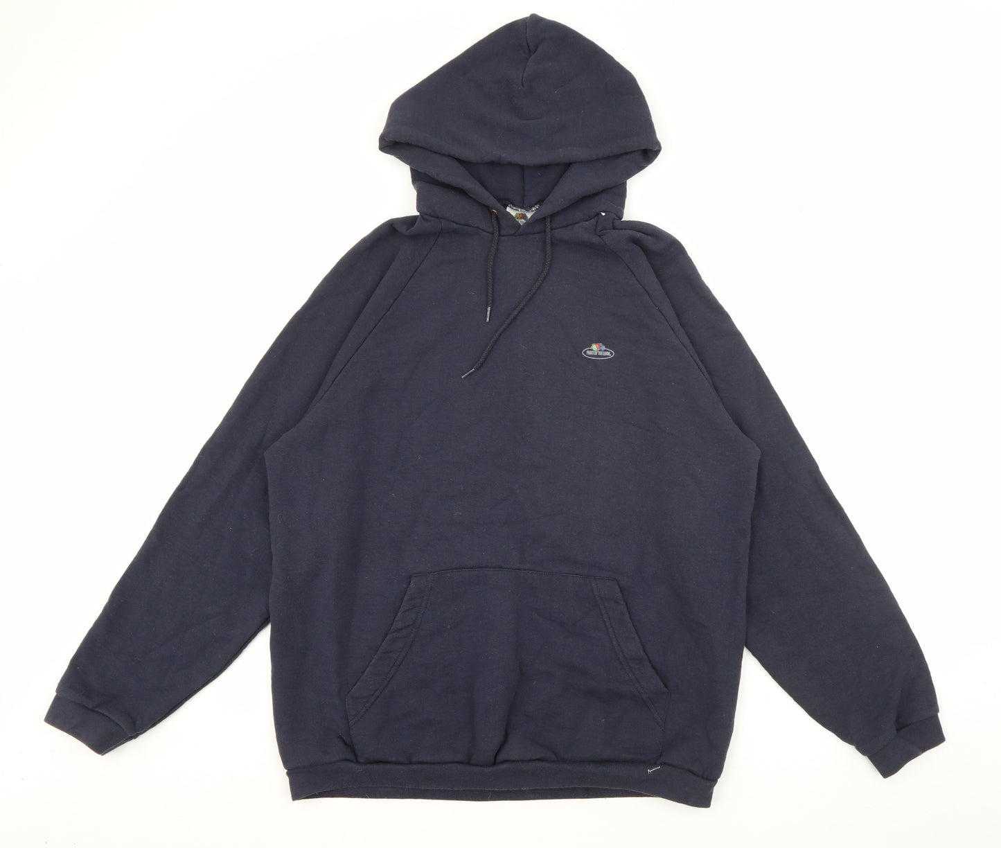 Fruit of the Loom Mens Blue  Cotton Pullover Hoodie Size L