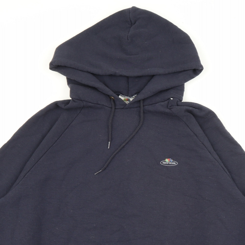 Fruit of the Loom Mens Blue  Cotton Pullover Hoodie Size L