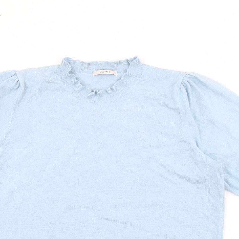 TU Womens Blue Crew Neck  Viscose Pullover Jumper Size 16