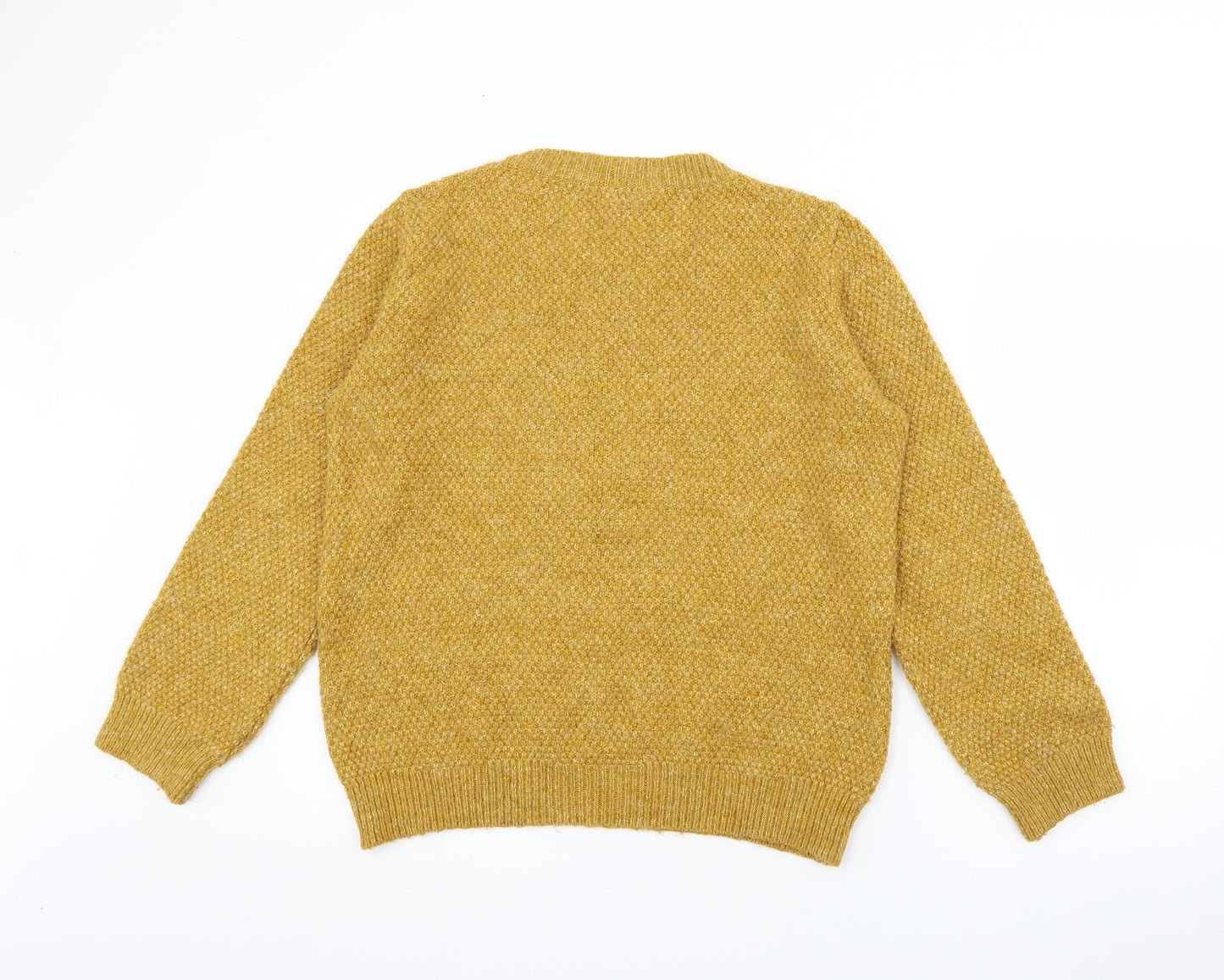 Falmer Womens Yellow Crew Neck  Acrylic Pullover Jumper Size M