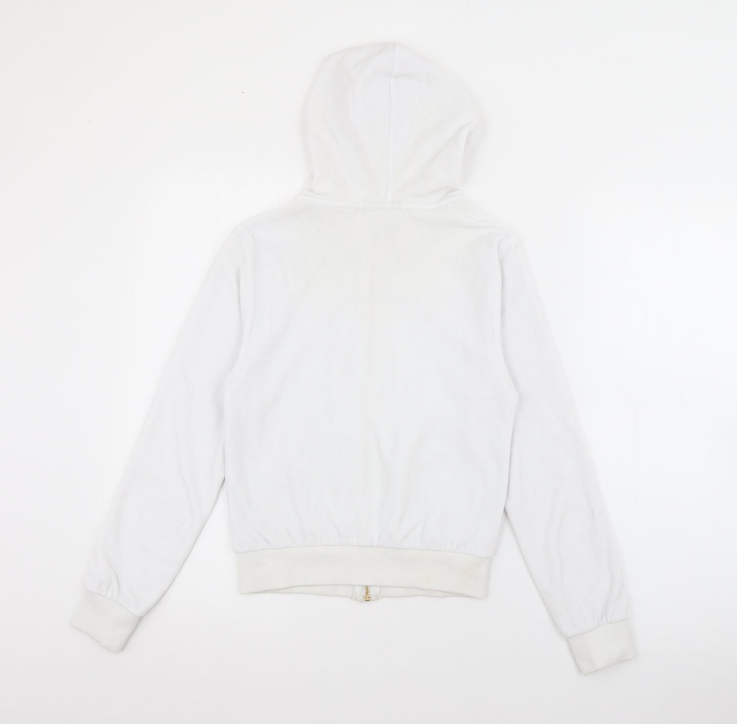 Odolls Womens White  Cotton Full Zip Hoodie Size 8  Zip
