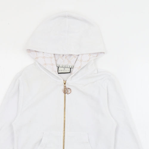 Odolls Womens White  Cotton Full Zip Hoodie Size 8  Zip