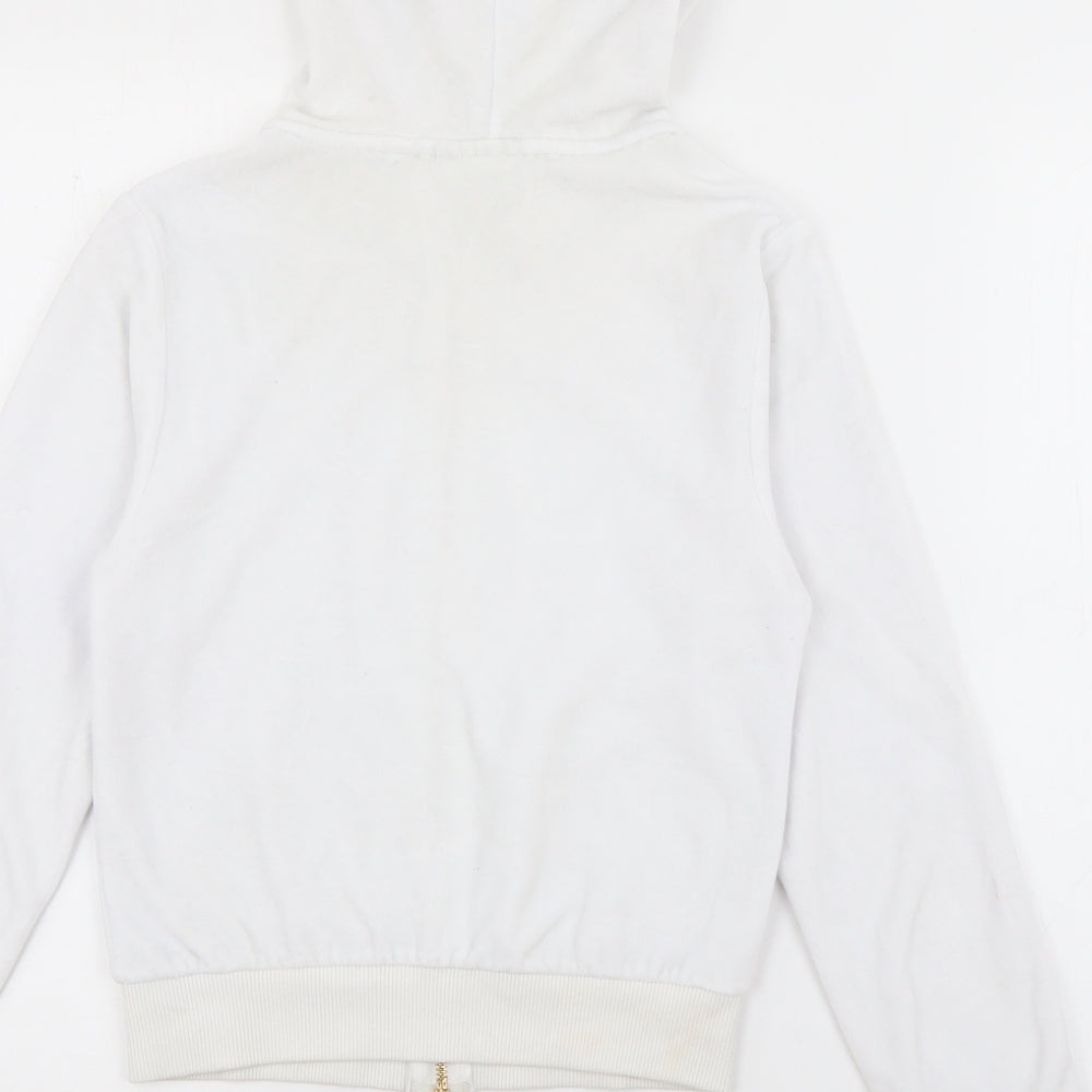 Odolls Womens White  Cotton Full Zip Hoodie Size 8  Zip