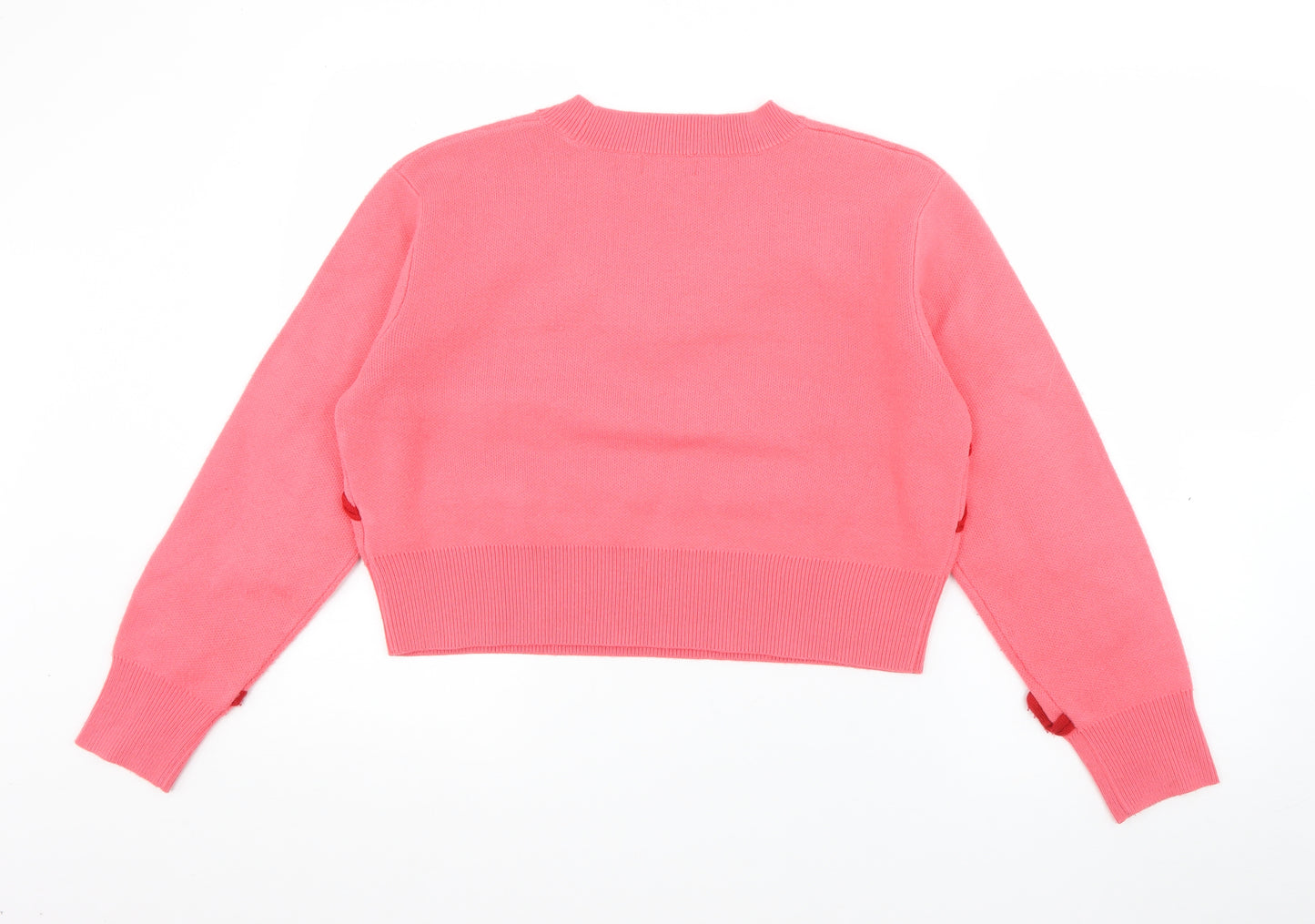 Topshop Womens Pink Crew Neck  Acrylic Pullover Jumper Size 8