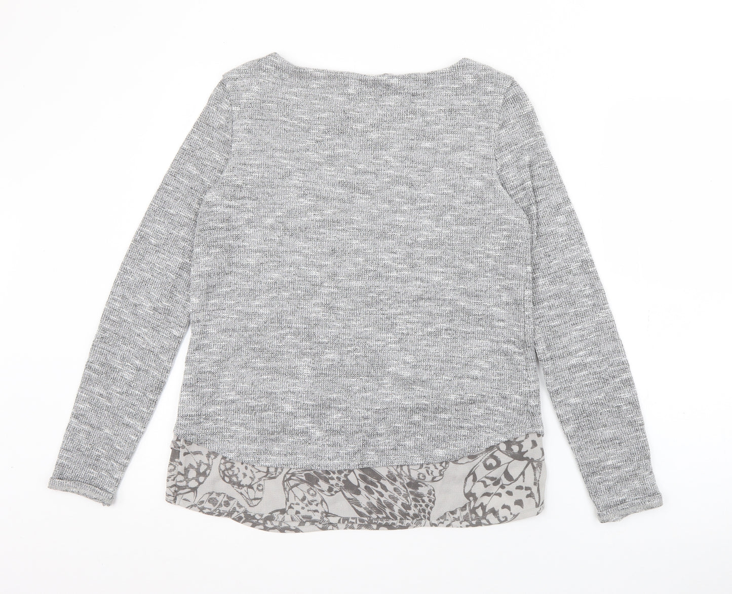 Per Una Womens Grey Boat Neck Geometric Polyester Pullover Jumper Size 10