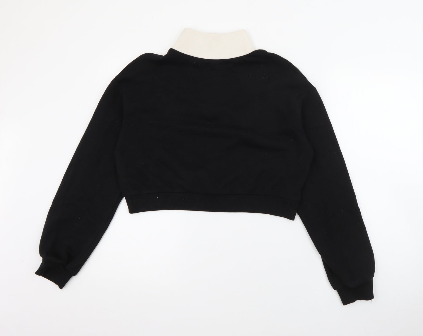 H&M Womens Black High Neck Animal Print Cotton Pullover Jumper Size XS