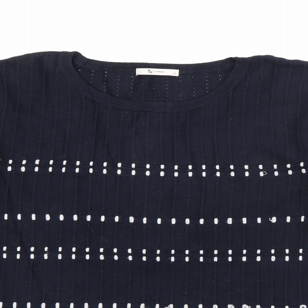 TU Womens Blue Crew Neck  Viscose Pullover Jumper Size 18