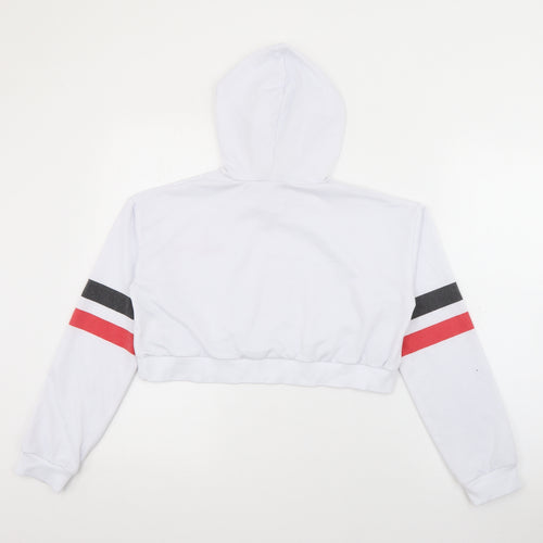 SheIn Womens White  Polyester Pullover Hoodie Size S   - Cropped