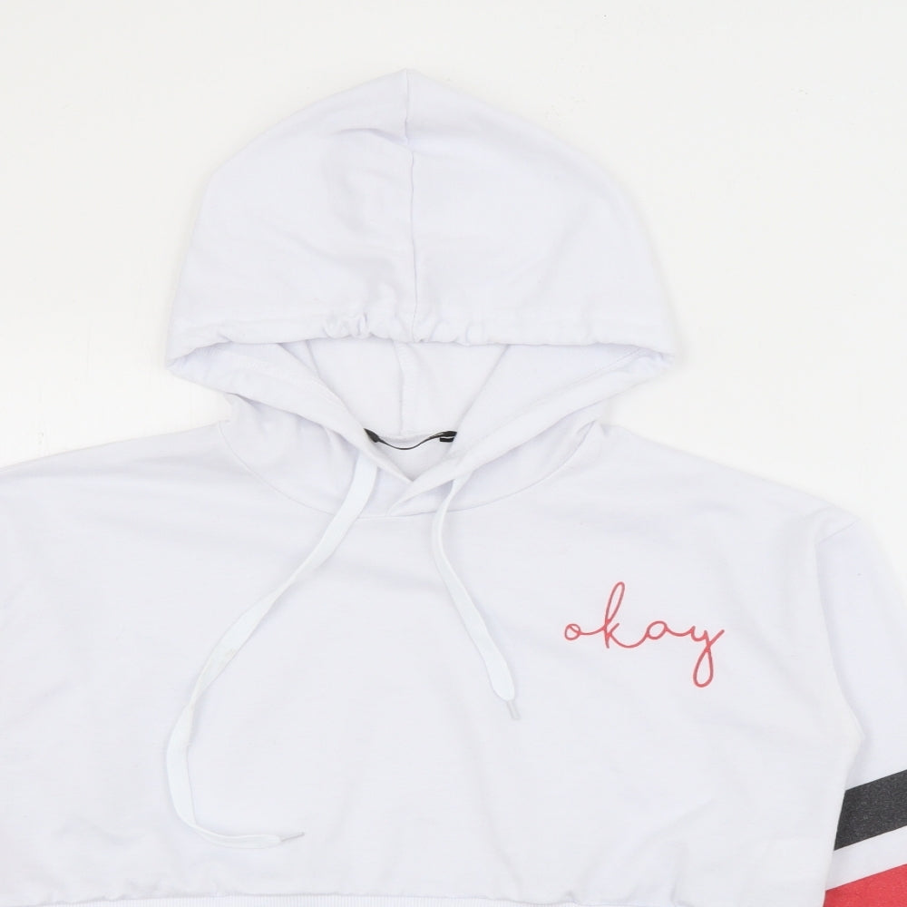 SheIn Womens White  Polyester Pullover Hoodie Size S   - Cropped