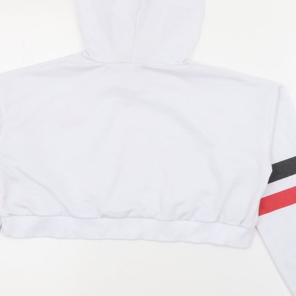 SheIn Womens White  Polyester Pullover Hoodie Size S   - Cropped