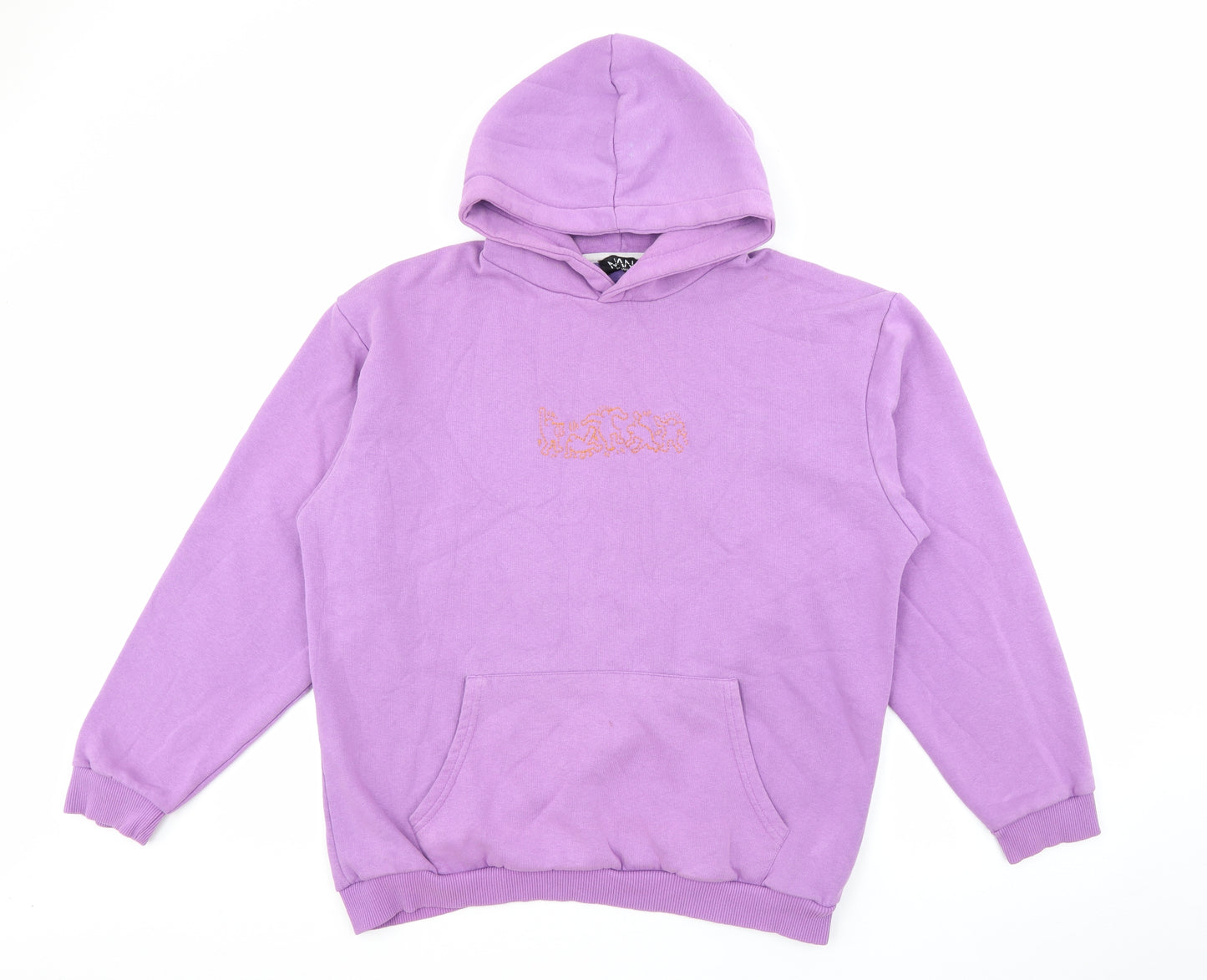 Boohoo Mens Purple  Cotton Pullover Hoodie Size M