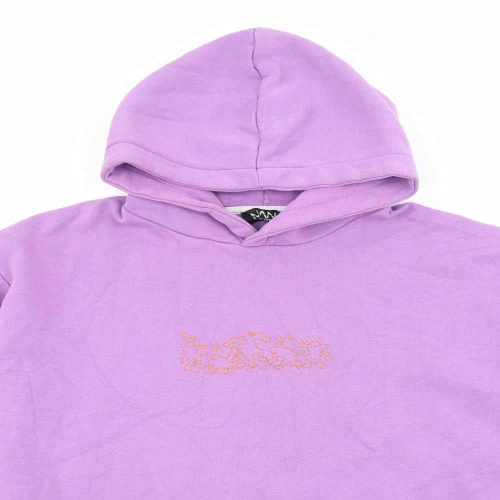 Boohoo Mens Purple  Cotton Pullover Hoodie Size M