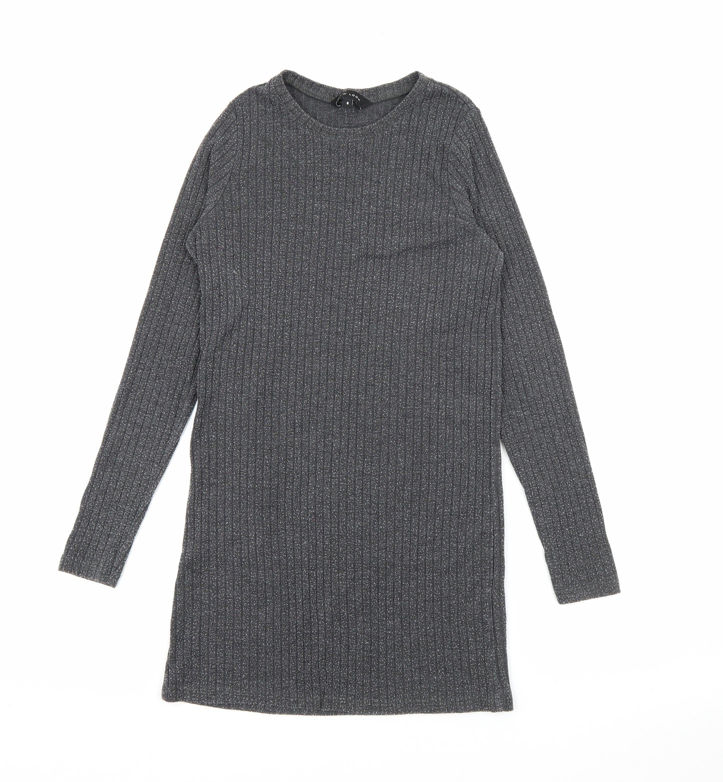 New Look Womens Grey Crew Neck  Cotton Pullover Jumper Size 8